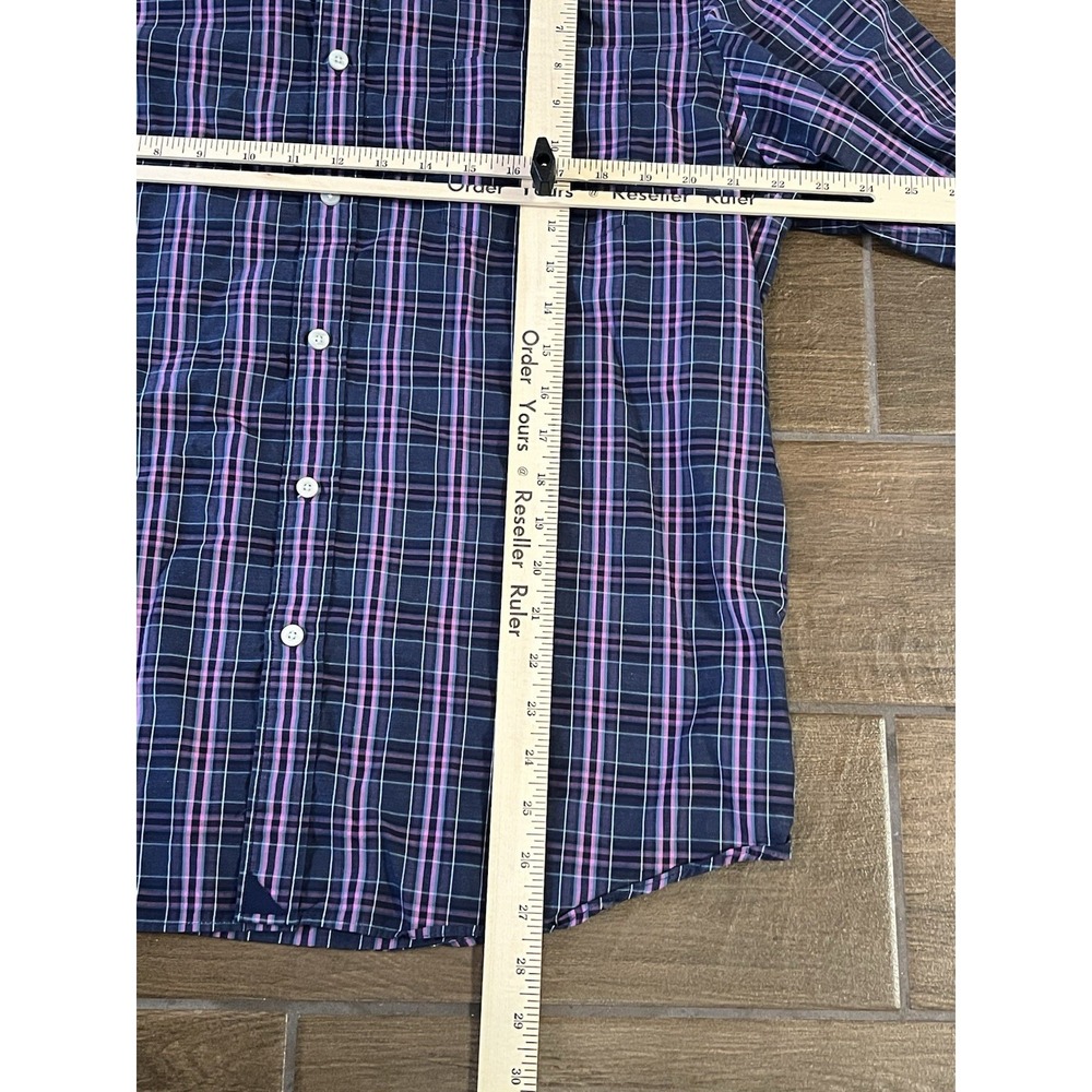 Untuckit Men's Shirt X Large Navy Blue Plaid Sarmassa Style No. 41258 Cotton - Picture 4 of 6